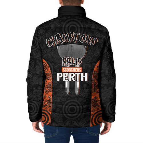 Cricket Australia Perth Champions 2026 Padded Jacket Black Aboriginal Dot Art