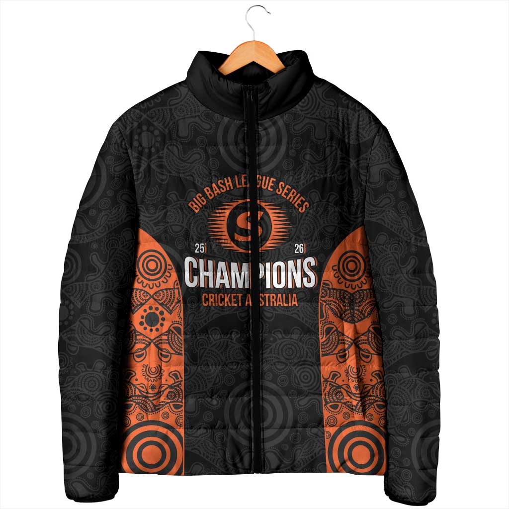 Cricket Australia Perth Champions 2026 Padded Jacket Black Aboriginal Dot Art