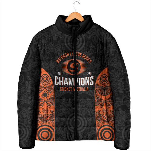 Cricket Australia Perth Champions 2026 Padded Jacket Black Aboriginal Dot Art