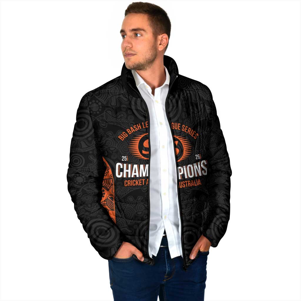 Cricket Australia Perth Champions 2026 Padded Jacket Black Aboriginal Dot Art