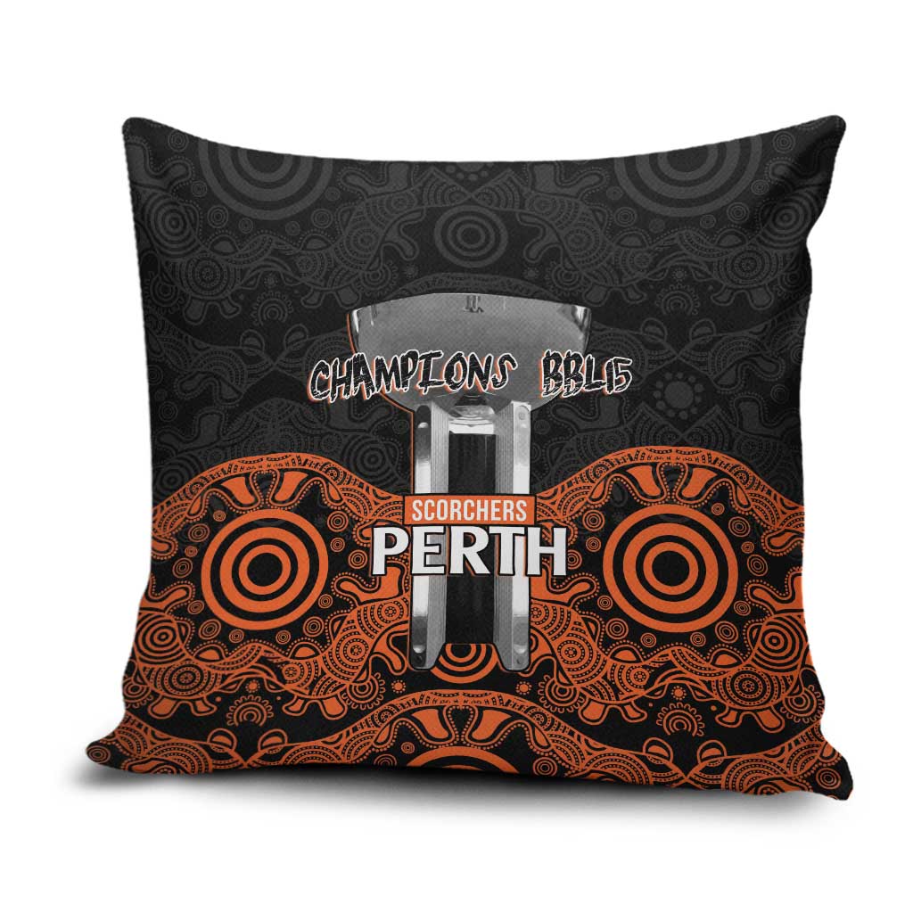 Cricket Australia Perth Champions 2026 Pillow Cover Black Aboriginal Dot Art