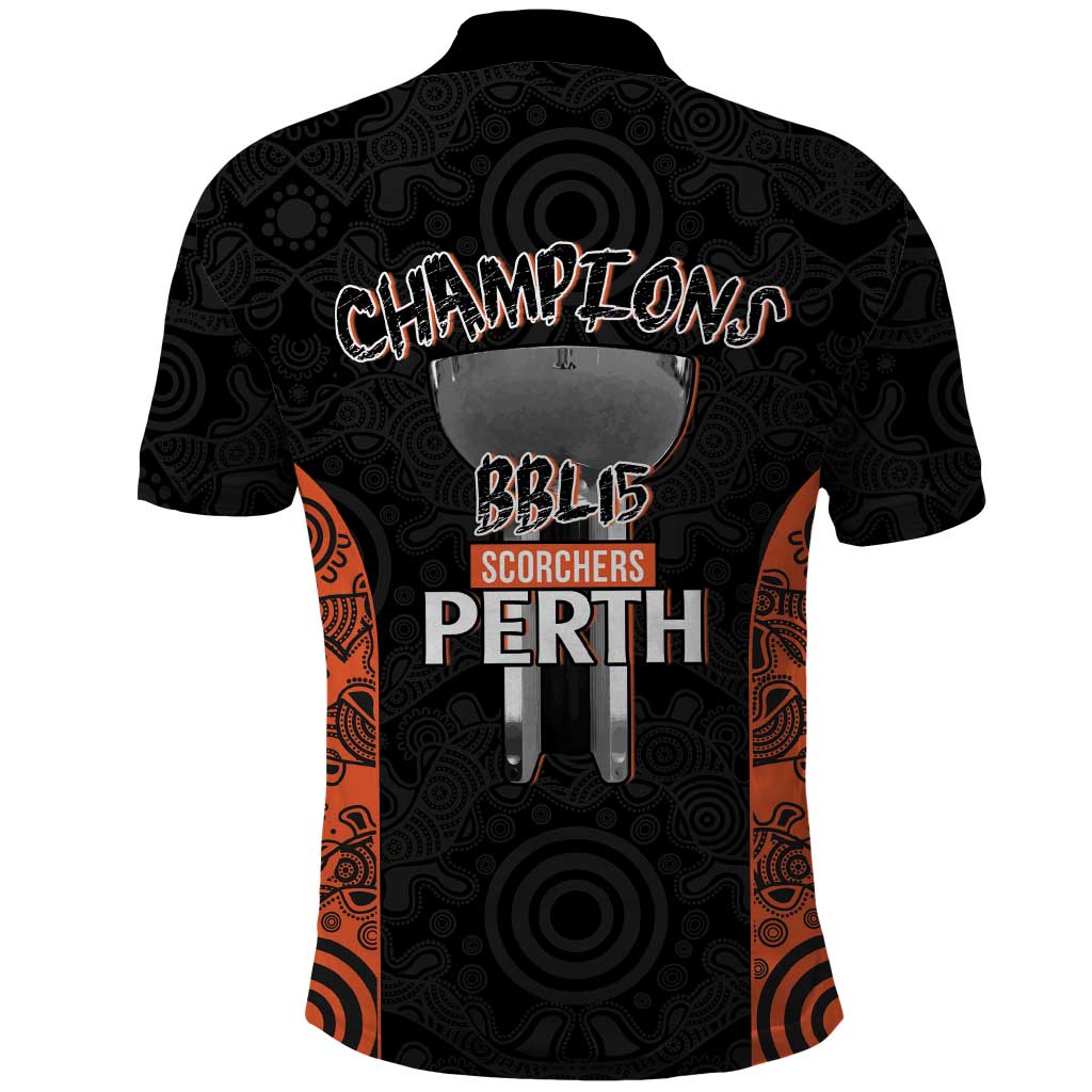 Cricket Australia Perth Champions 2026 Polo Shirt Black Aboriginal Dot Art