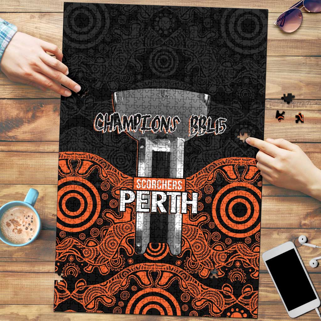 Cricket Australia Perth Champions 2026 Puzzle Black Aboriginal Dot Art
