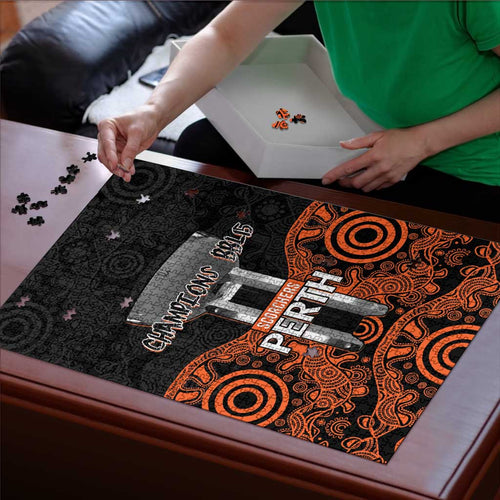 Cricket Australia Perth Champions 2026 Puzzle Black Aboriginal Dot Art