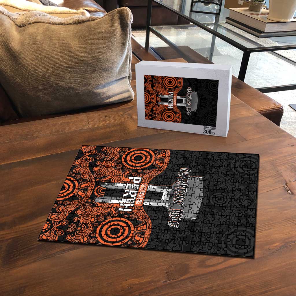 Cricket Australia Perth Champions 2026 Puzzle Black Aboriginal Dot Art