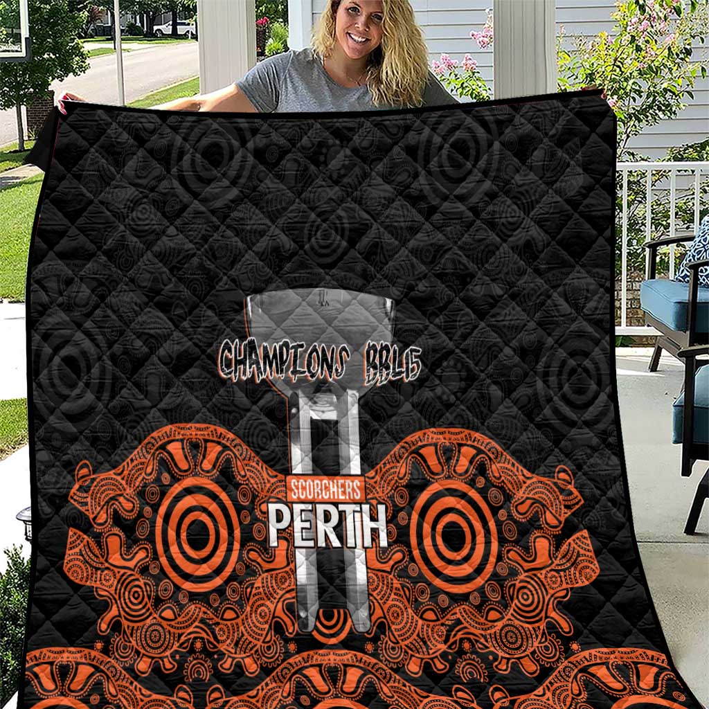 Cricket Australia Perth Champions 2026 Quilt Black Aboriginal Dot Art