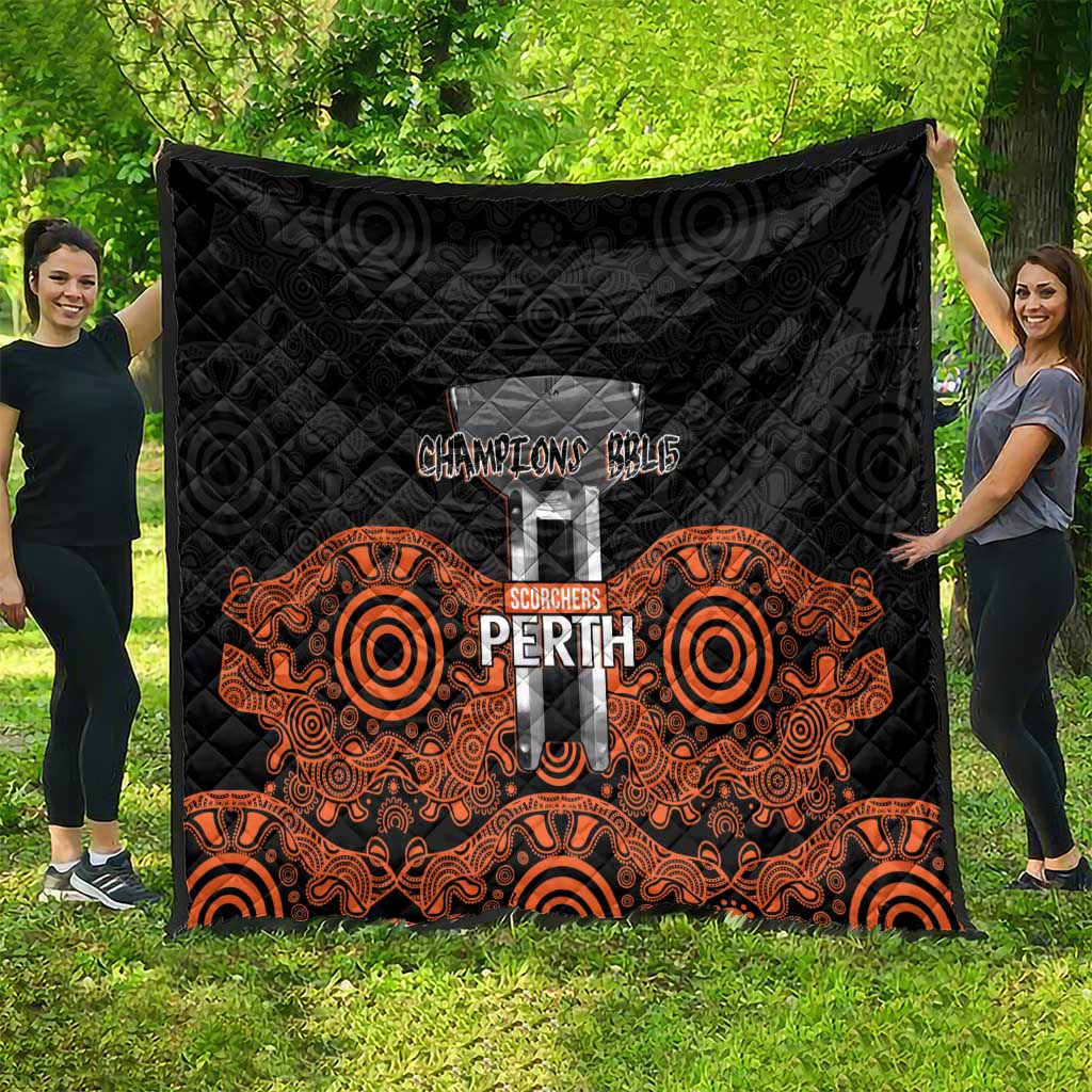 Cricket Australia Perth Champions 2026 Quilt Black Aboriginal Dot Art