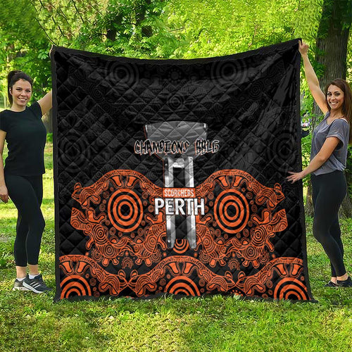 Cricket Australia Perth Champions 2026 Quilt Black Aboriginal Dot Art