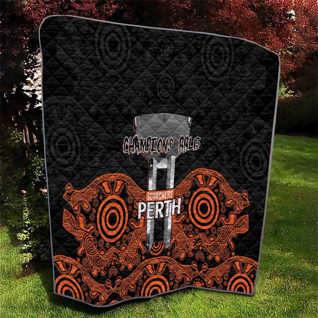 Cricket Australia Perth Champions 2026 Quilt Black Aboriginal Dot Art