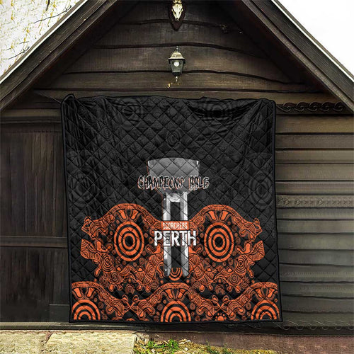 Cricket Australia Perth Champions 2026 Quilt Black Aboriginal Dot Art