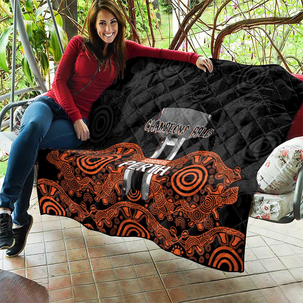 Cricket Australia Perth Champions 2026 Quilt Black Aboriginal Dot Art