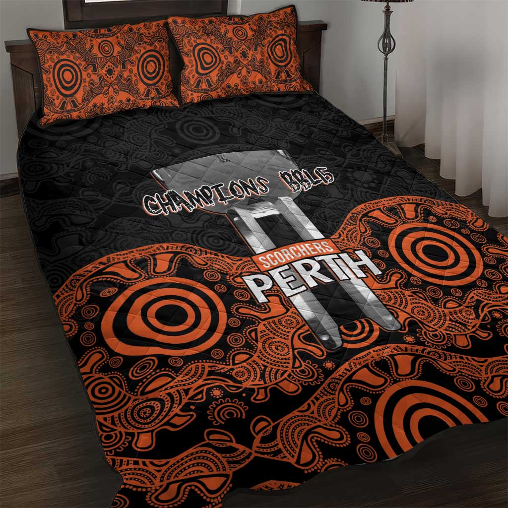 Cricket Australia Perth Champions 2026 Quilt Bed Set Black Aboriginal Dot Art