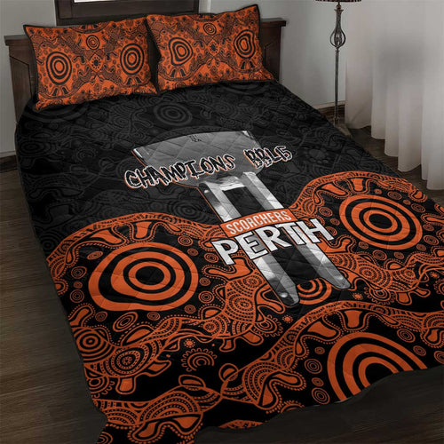 Cricket Australia Perth Champions 2026 Quilt Bed Set Black Aboriginal Dot Art