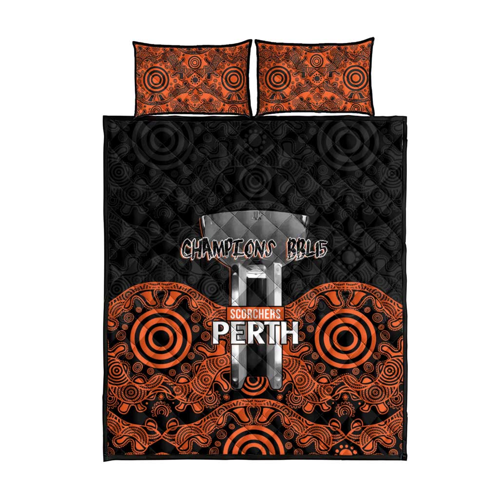 Cricket Australia Perth Champions 2026 Quilt Bed Set Black Aboriginal Dot Art