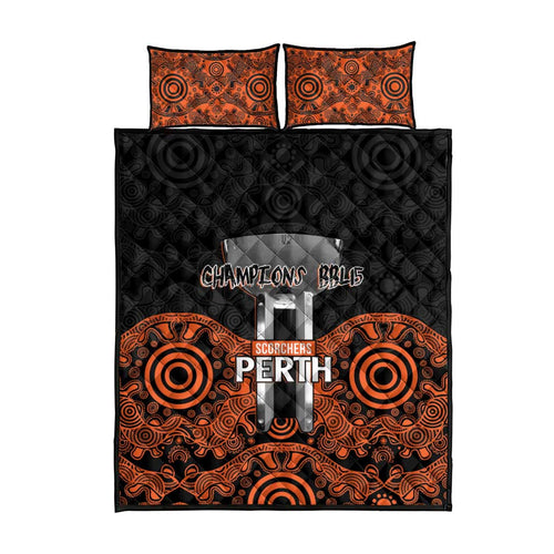 Cricket Australia Perth Champions 2026 Quilt Bed Set Black Aboriginal Dot Art