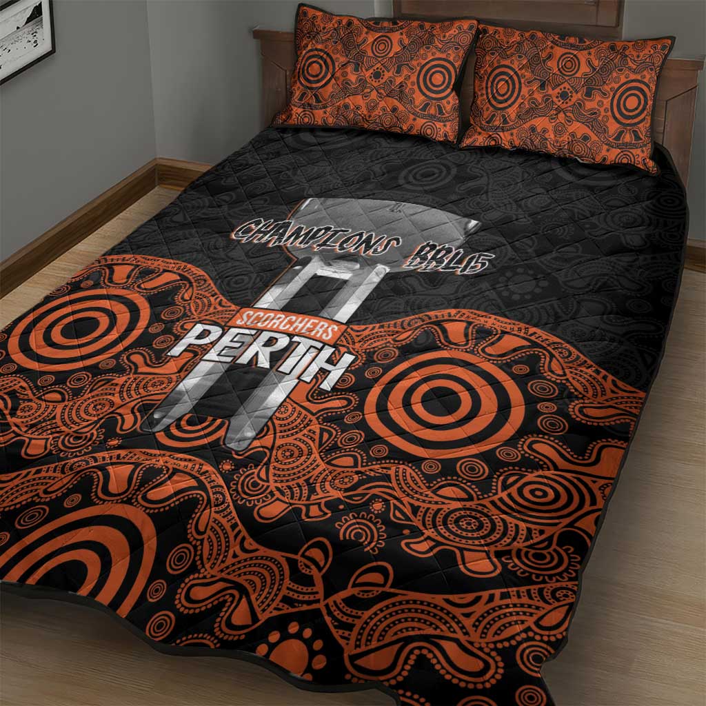 Cricket Australia Perth Champions 2026 Quilt Bed Set Black Aboriginal Dot Art
