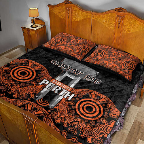 Cricket Australia Perth Champions 2026 Quilt Bed Set Black Aboriginal Dot Art