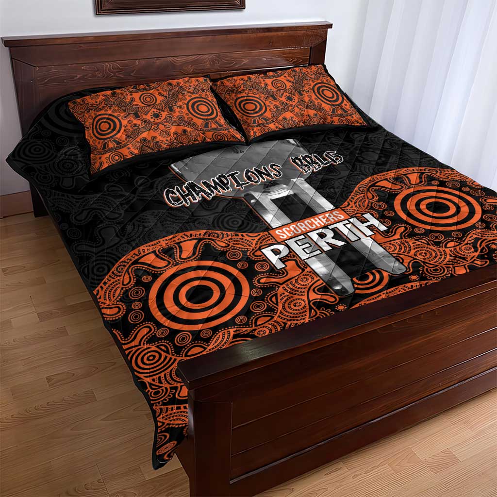 Cricket Australia Perth Champions 2026 Quilt Bed Set Black Aboriginal Dot Art