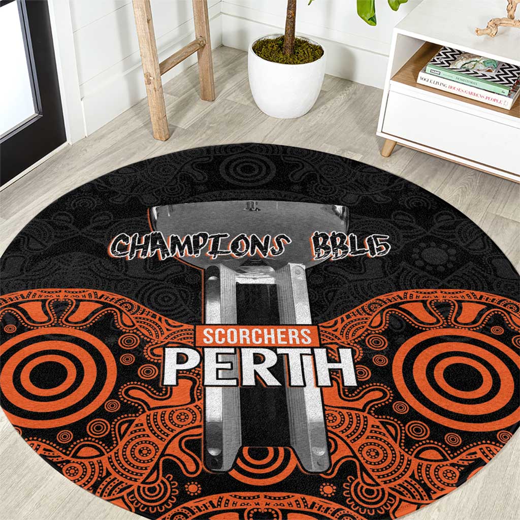 Cricket Australia Perth Champions 2026 Round Carpet Black Aboriginal Dot Art