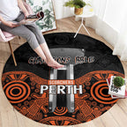 Cricket Australia Perth Champions 2026 Round Carpet Black Aboriginal Dot Art