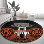 Cricket Australia Perth Champions 2026 Round Carpet Black Aboriginal Dot Art