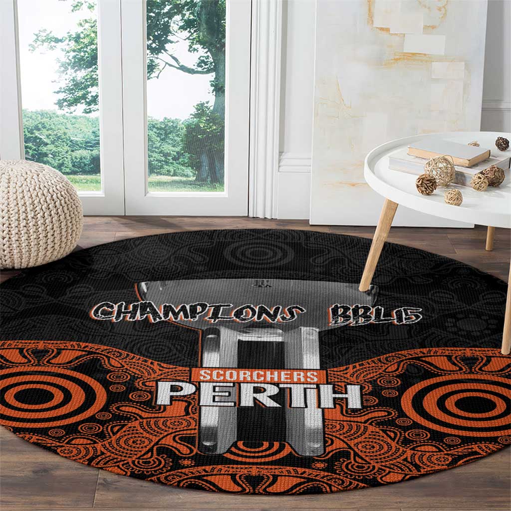 Cricket Australia Perth Champions 2026 Round Carpet Black Aboriginal Dot Art