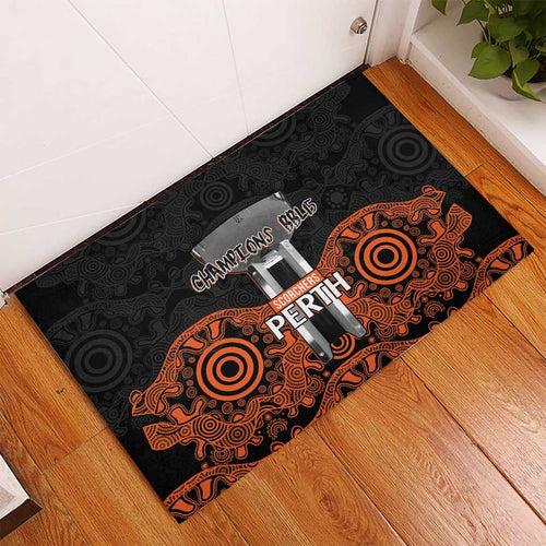 Cricket Australia Perth Champions 2026 Rubber Doormat Black Aboriginal Dot Art