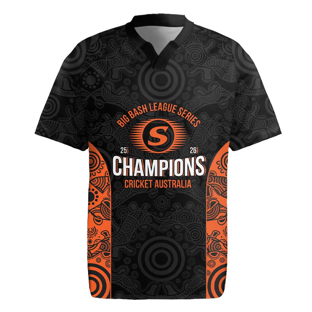 Cricket Australia Perth Champions 2026 Rugby Jersey Black Aboriginal Dot Art