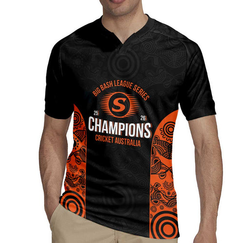 Cricket Australia Perth Champions 2026 Rugby Jersey Black Aboriginal Dot Art