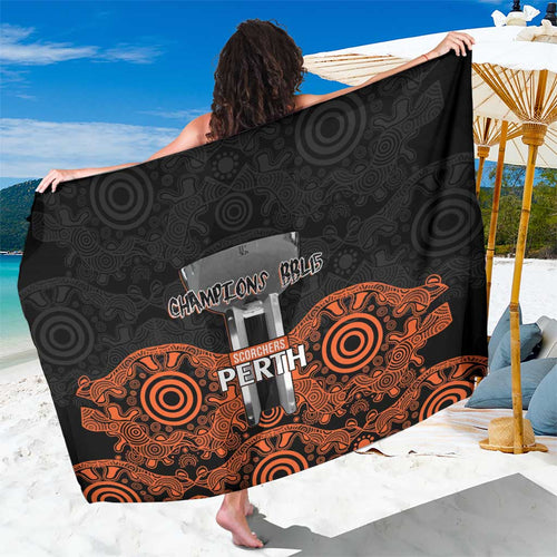 Cricket Australia Perth Champions 2026 Sarong Black Aboriginal Dot Art