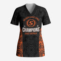 Cricket Australia Perth Champions 2026 Scrub Top Black Aboriginal Dot Art
