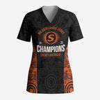 Cricket Australia Perth Champions 2026 Scrub Top Black Aboriginal Dot Art