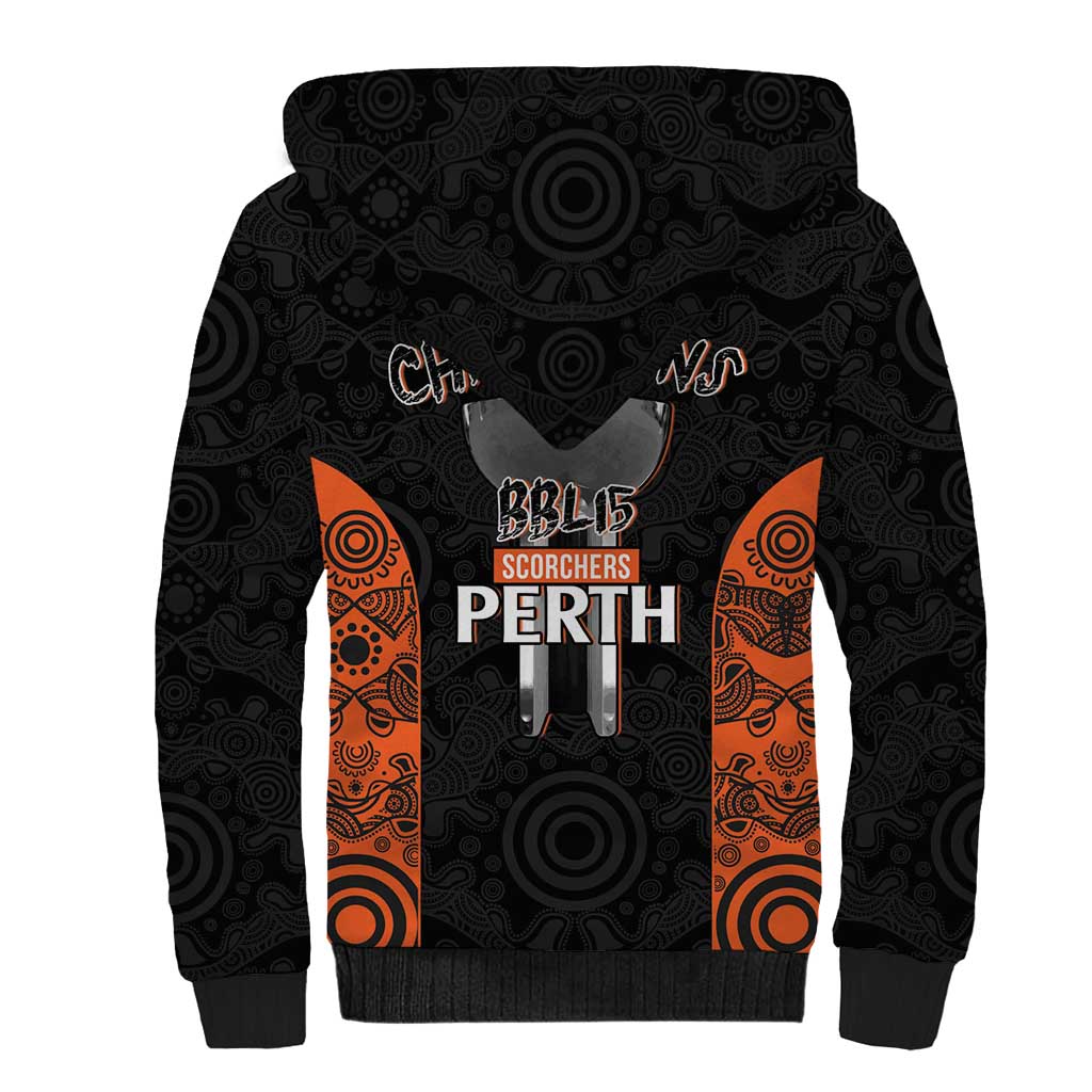 Cricket Australia Perth Champions 2026 Sherpa Hoodie Black Aboriginal Dot Art