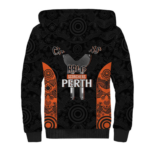 Cricket Australia Perth Champions 2026 Sherpa Hoodie Black Aboriginal Dot Art