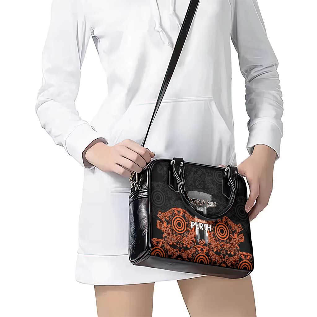 Cricket Australia Perth Champions 2026 Shoulder Handbag Black Aboriginal Dot Art