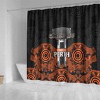 Cricket Australia Perth Champions 2026 Shower Curtain Black Aboriginal Dot Art