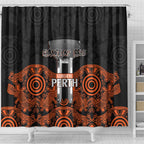 Cricket Australia Perth Champions 2026 Shower Curtain Black Aboriginal Dot Art
