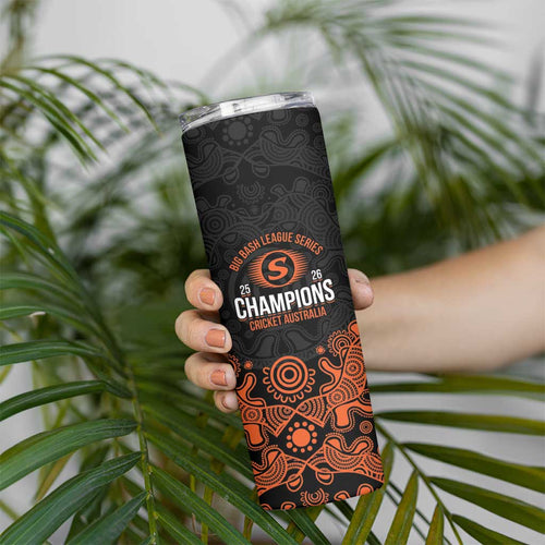 Cricket Australia Perth Champions 2026 Skinny Tumbler Black Aboriginal Dot Art