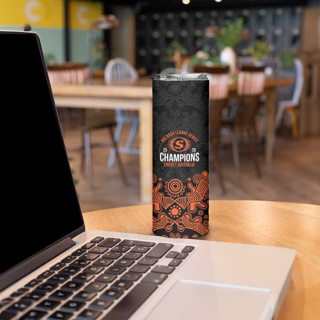 Cricket Australia Perth Champions 2026 Skinny Tumbler Black Aboriginal Dot Art