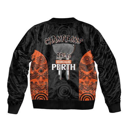 Cricket Australia Perth Champions 2026 Sleeve Zip Bomber Jacket Black Aboriginal Dot Art