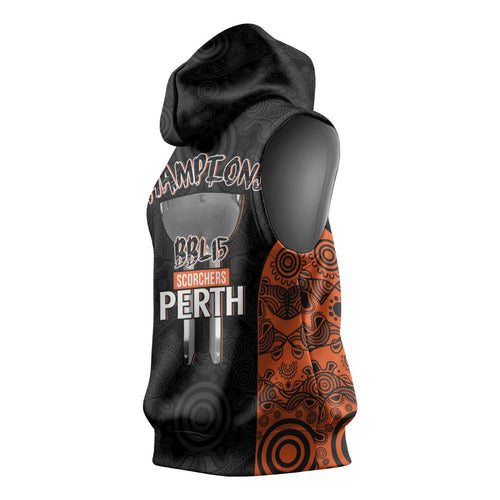 Cricket Australia Perth Champions 2026 Sleeveless Hoodie Black Aboriginal Dot Art