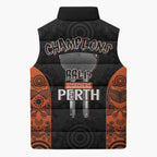Cricket Australia Perth Champions 2026 Sleeveless Puffer Jacket Black Aboriginal Dot Art