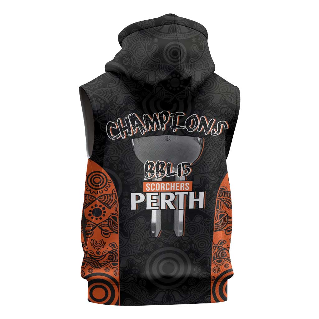 Cricket Australia Perth Champions 2026 Sleeveless Zip Hoodie Black Aboriginal Dot Art