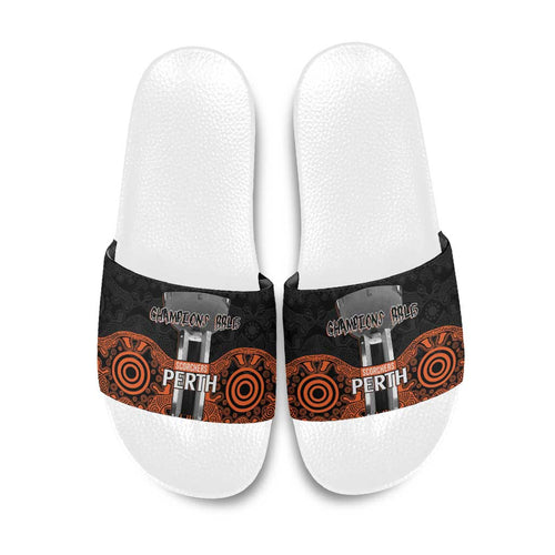 Cricket Australia Perth Champions 2026 Slide Sandals Black Aboriginal Dot Art