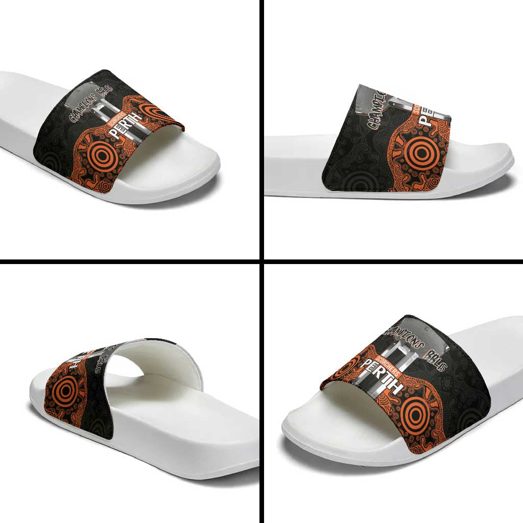 Cricket Australia Perth Champions 2026 Slide Sandals Black Aboriginal Dot Art