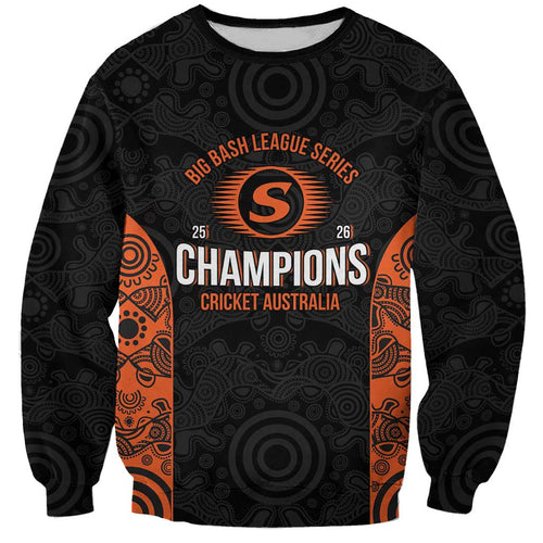 Cricket Australia Perth Champions 2026 Sweatshirt Black Aboriginal Dot Art