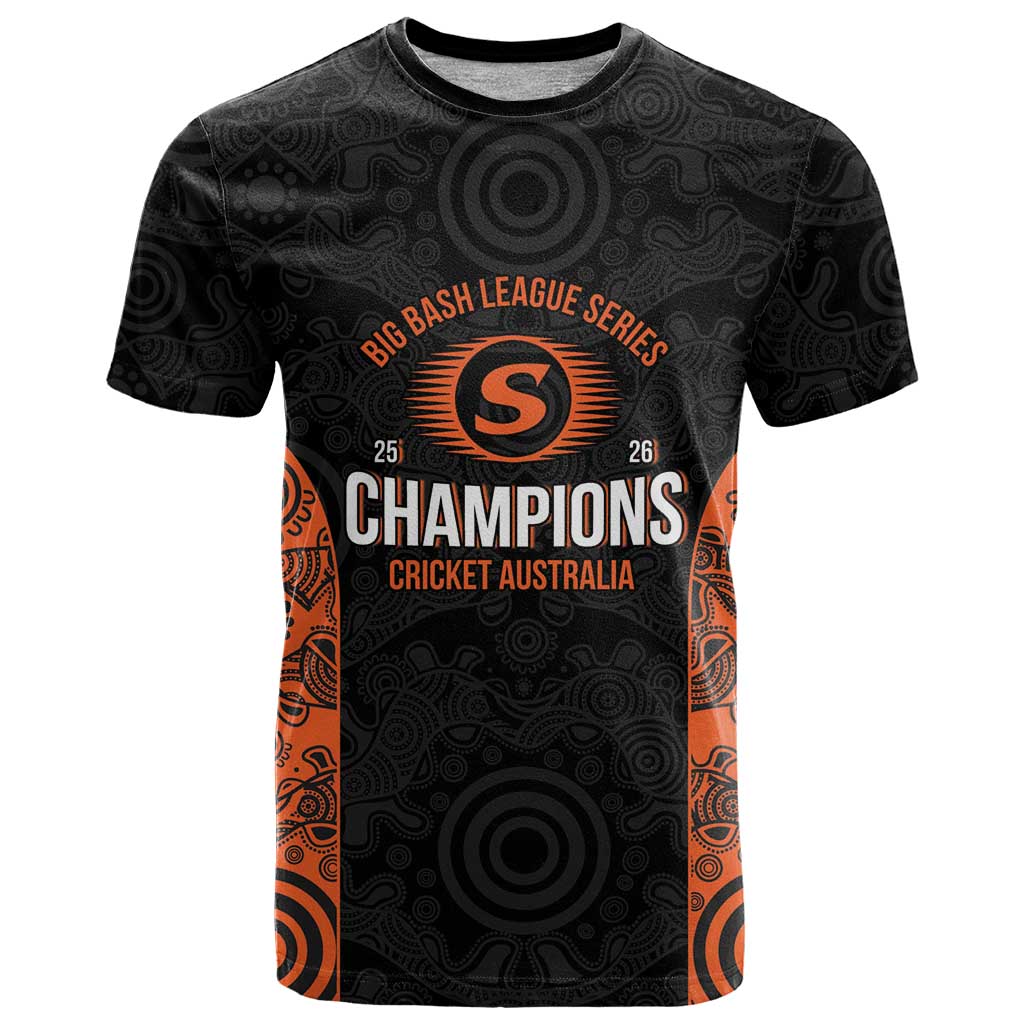 Cricket Australia Perth Champions 2026 T Shirt Black Aboriginal Dot Art