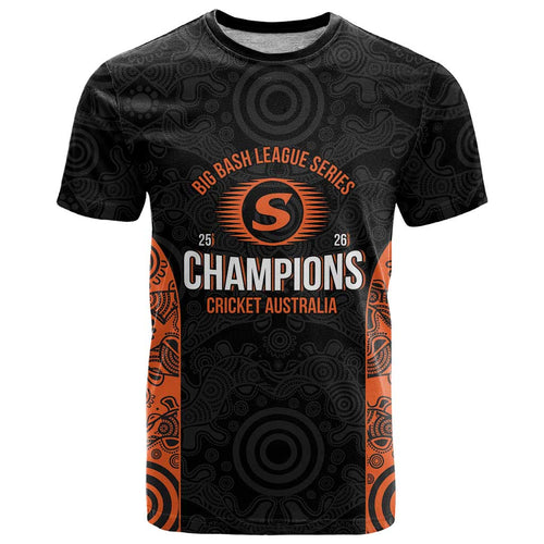 Cricket Australia Perth Champions 2026 T Shirt Black Aboriginal Dot Art