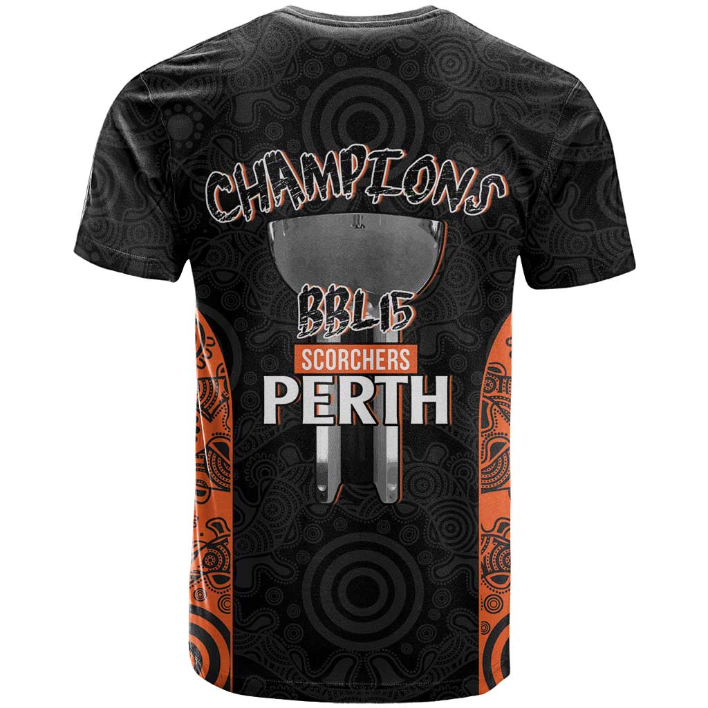 Cricket Australia Perth Champions 2026 T Shirt Black Aboriginal Dot Art