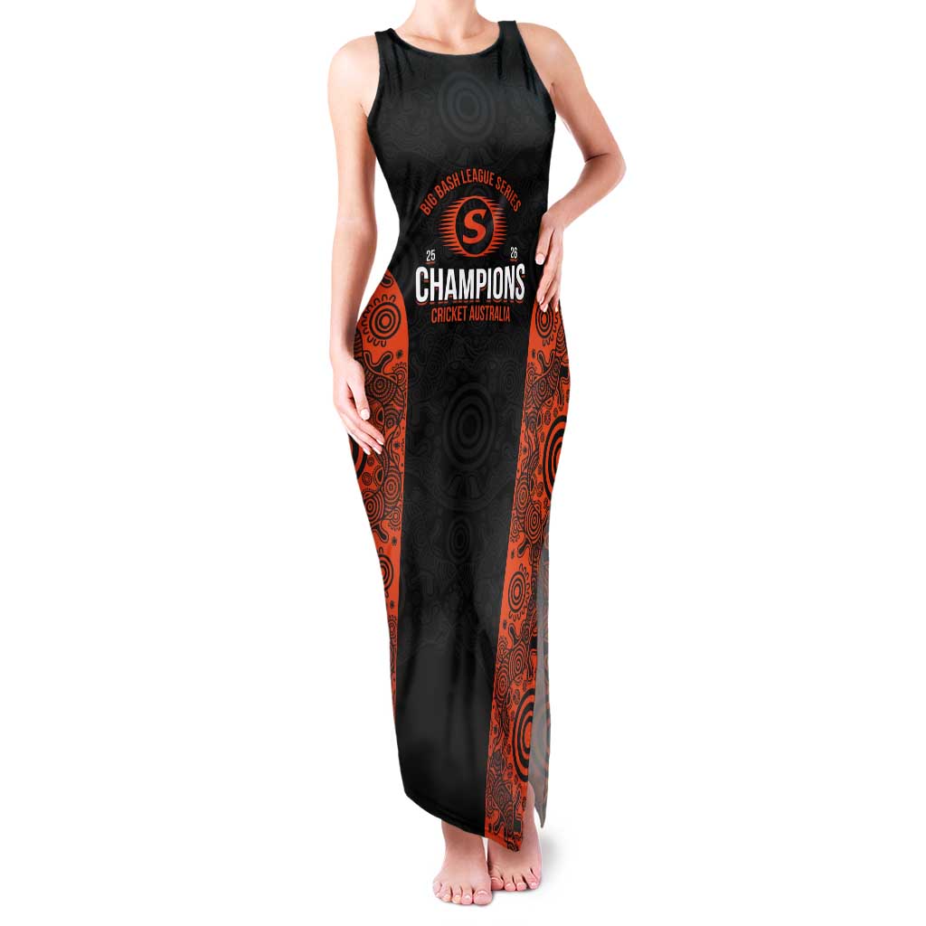 Cricket Australia Perth Champions 2026 Tank Maxi Dress Black Aboriginal Dot Art